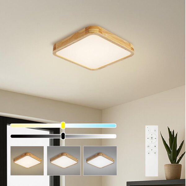 Brilagi - Димируемо LED осветително тяло WOODLINE SQUARE LED/48W/230V, дъб, 40x40 см + дистанционно управление