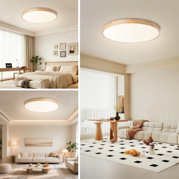 Brilagi - Димируемо LED осветително тяло WOODLINE LED/100W/230V 3000-6000K дъб Ø 80 см + дистанционно управление