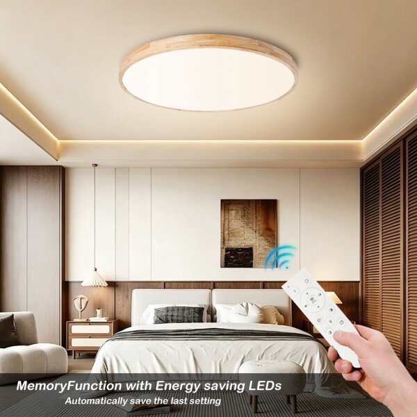 Brilagi - Димируемо LED осветително тяло WOODLINE LED/100W/230V 3000-6000K дъб Ø 80 см + дистанционно управление