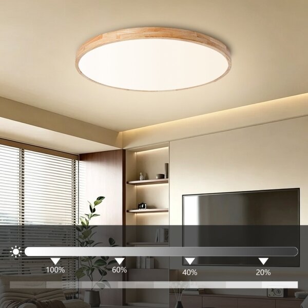 Brilagi - Димируемо LED осветително тяло WOODLINE LED/100W/230V 3000-6000K дъб Ø 80 см + дистанционно управление