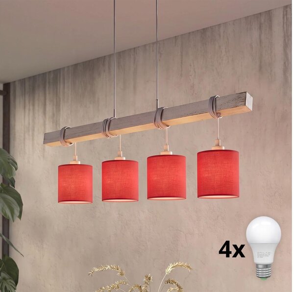 Brilagi - LED полилей на кабел NUBILA 4xE27/60W/230V сив/червен