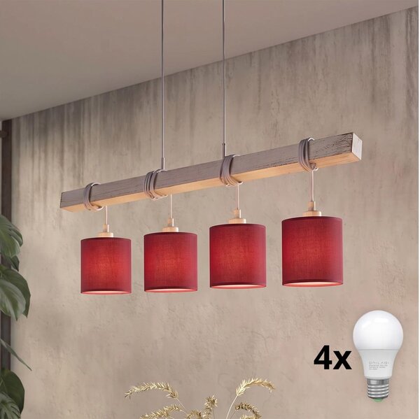 Brilagi - LED полилей на кабел NUBILA 4xE27/60W/230V сив/помпейско червено