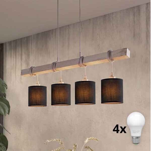 Brilagi - LED полилей на кабел NUBILA 4xE27/60W/230V сив/черен