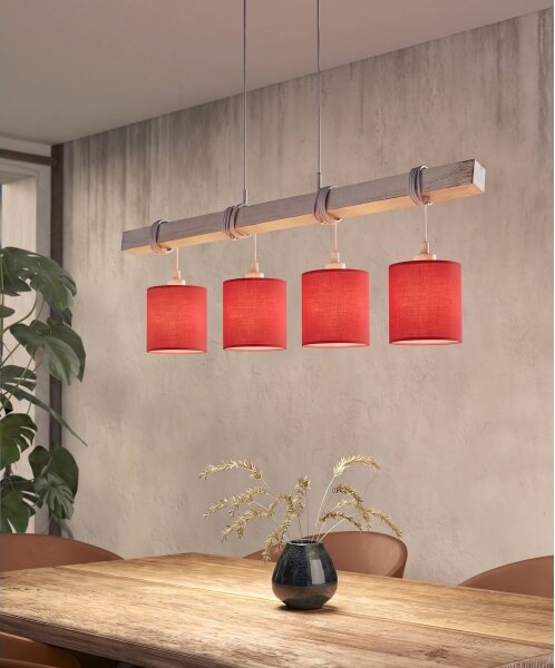 Brilagi - LED полилей на кабел NUBILA 4xE27/60W/230V сив/червен