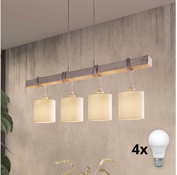 Brilagi - LED полилей с кабелово окачване NUBILA 4xE27/60W/230V сив/кремав