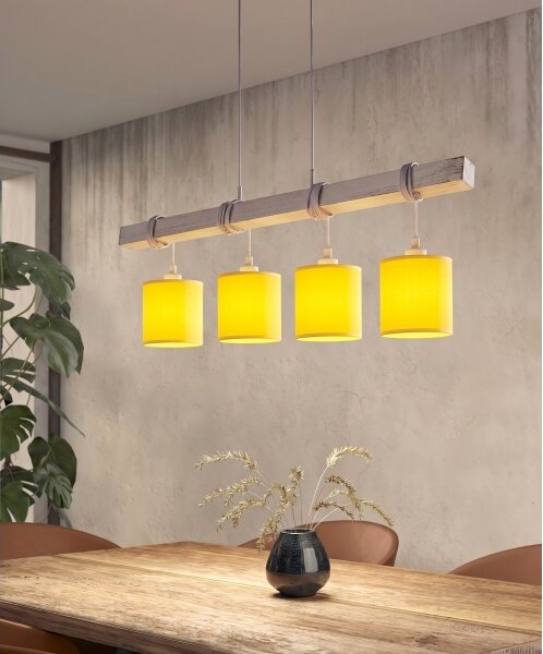 Brilagi - LED полилей на кабел NUBILA 4xE27/60W/230V сив/жълт