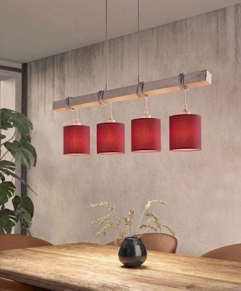 Brilagi - LED полилей на кабел NUBILA 4xE27/60W/230V сив/помпейско червено