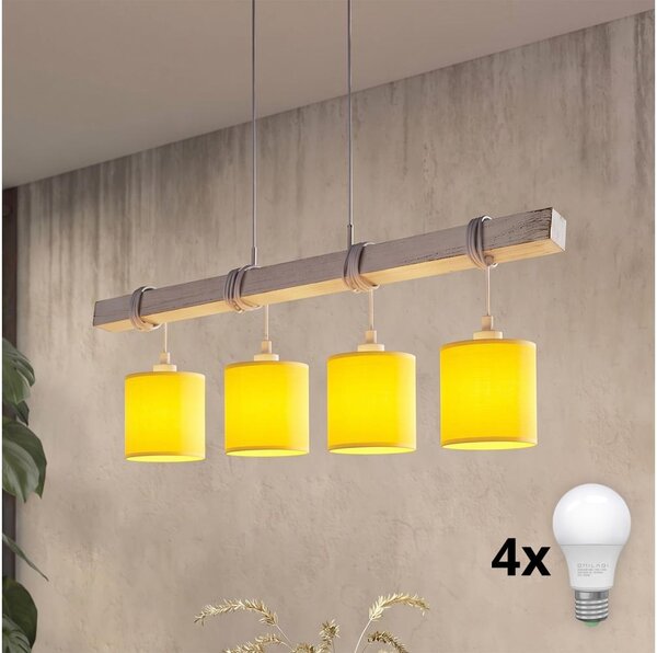 Brilagi - LED полилей на кабел NUBILA 4xE27/60W/230V сив/жълт
