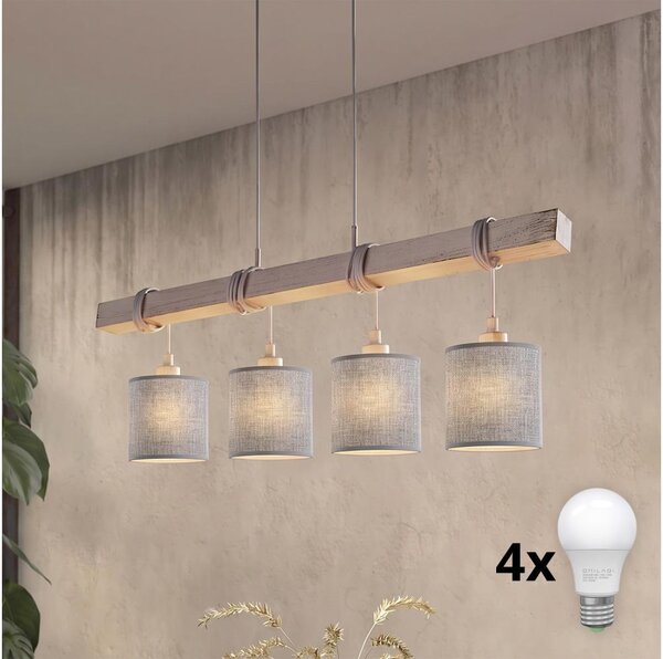 Brilagi - LED полилей на кабел NUBILA 4xE27/60W/230V сив