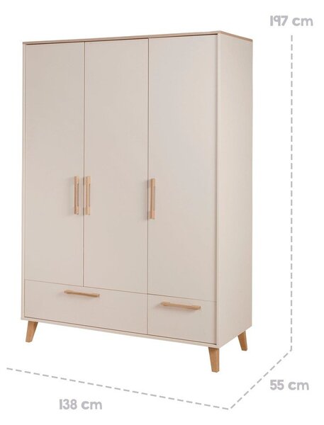 Кремав/в естествен цвят детски гардероб от декор от дъб 138x200x55 cm Jil – Roba