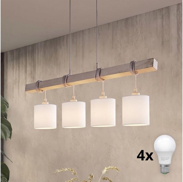 Brilagi - LED полилей на кабел NUBILA 4xE27/60W/230V сив/бял