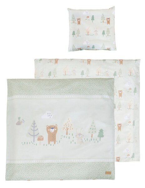 Светлозелено памучно детско спално бельо за детско креватче 80x80 cm Woodland Buddies – Roba