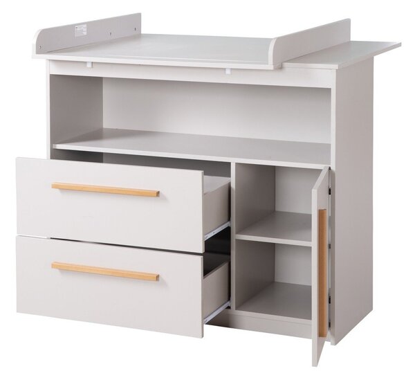 Светлосив детски скрин с маса за преповиване 107x98x75 cm Lea – Roba