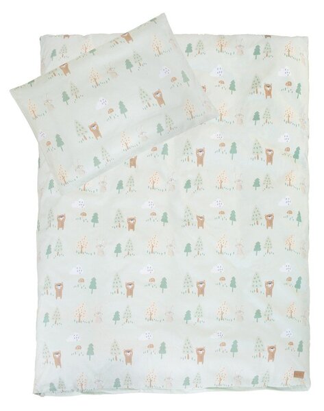 Светлозелено памучно детско спално бельо за детско креватче 100x135 cm Woodland Buddies – Roba