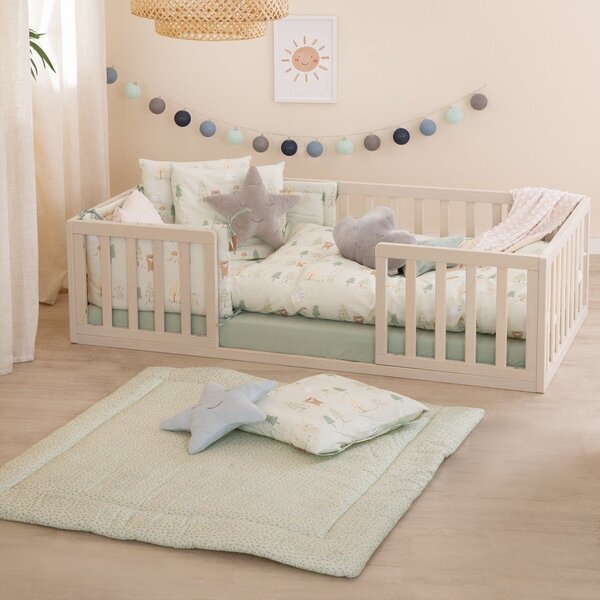 Светлозелено памучно детско спално бельо за детско креватче 100x135 cm Woodland Buddies – Roba