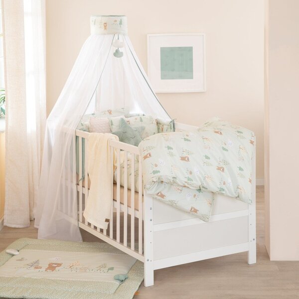 Светлозелено памучно детско спално бельо за детско креватче 100x135 cm Woodland Buddies – Roba