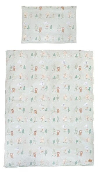 Светлозелено памучно детско спално бельо за детско креватче 100x135 cm Woodland Buddies – Roba