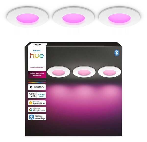 Philips - Комплект 3x димируеми LED RGBW вградени осветителни тела за баня Hue SLIM LED/8,3W/230V IP44