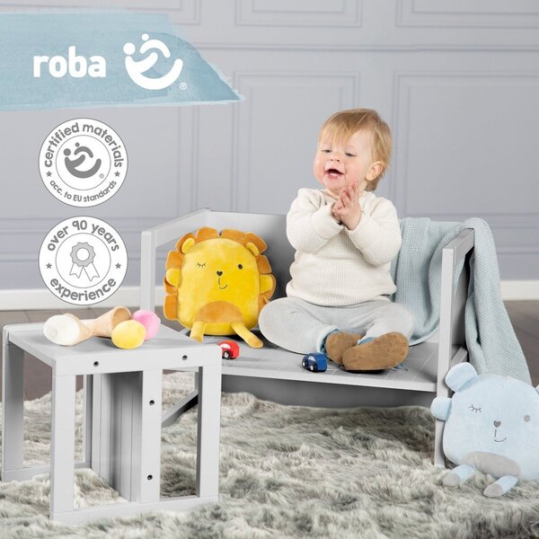 Сива детска пейка Country Style – Roba