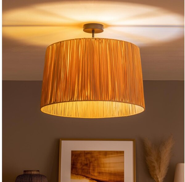 Brilagi - LED прикрепен таванен полилей CERIA BOHO 1xE27/60W/230V Ø 50 cm черен/рафия