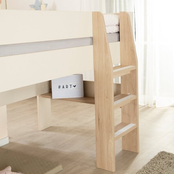 Бежово детско легло 90x200 cm повдигнато без ламелно дъно Loft – Roba