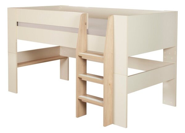 Бежово детско легло 90x200 cm повдигнато без ламелно дъно Loft – Roba