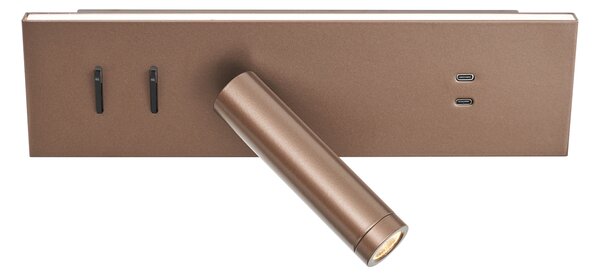 Комплект от 2 модерни стенни лампи тъмен бронз регулируеми с USB-C вкл. LED - Modric