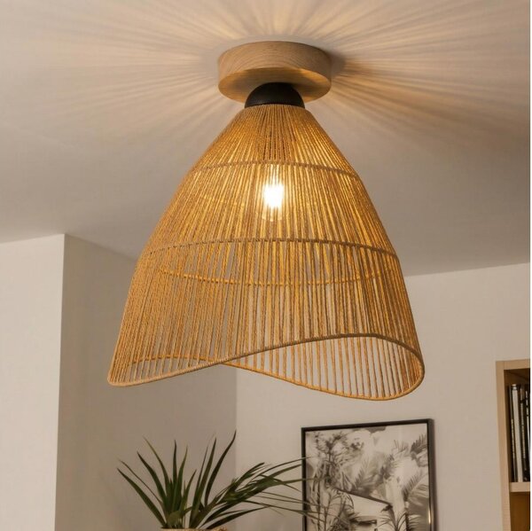 Brilagi - LED плафон CERIA BOHO 1xE27/40W/230V Ø 50 см кафяв/дъб
