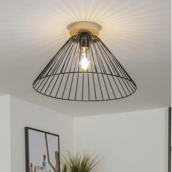 Brilagi - LED полилей за повърхностен монтаж CERIA WIRE 1xE27/40W/230V Ø 45 см черен/дъб