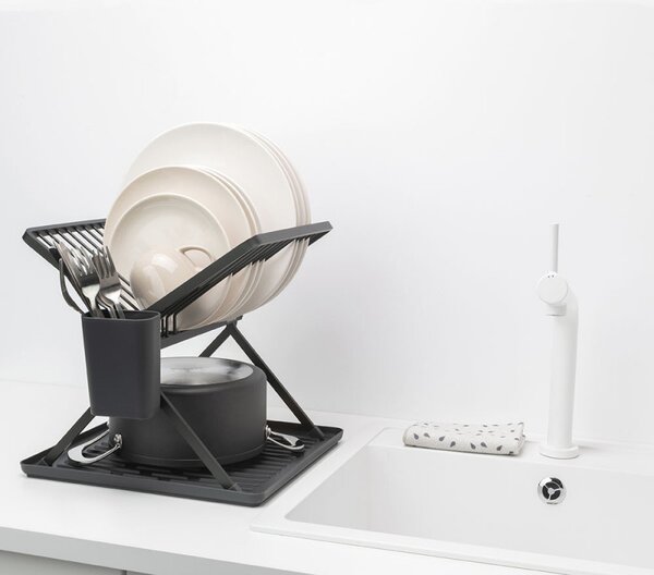 Сгъваем сушилник за съдове Brabantia SinkSide 1004153, Поставка за прибори, Устойчив на корозия, Тъмносив