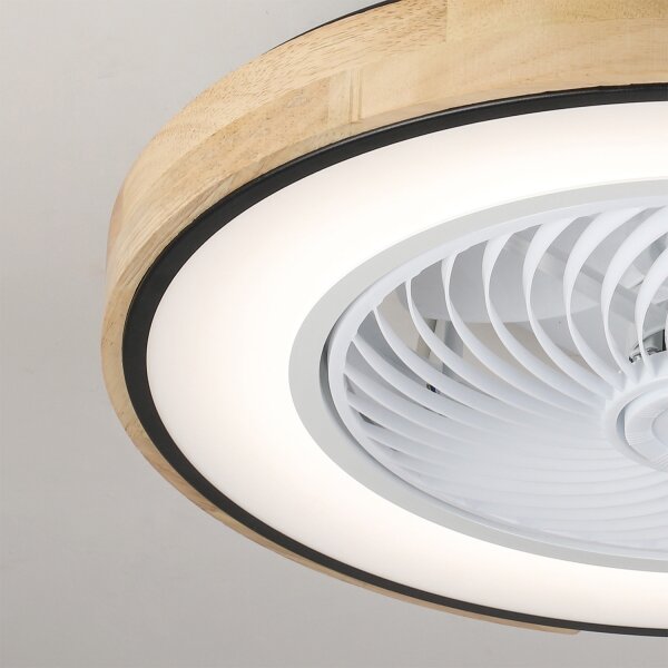 Brilagi-LED Димируемо осветително тяло с вентилатор LED/30W/230V 3000-6500K черно/дъб +ДУ
