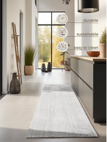 Светлосива двустранна ръчно изработена ютена пътека 80x200 cm Bouclé Jaipur – Hanse Home