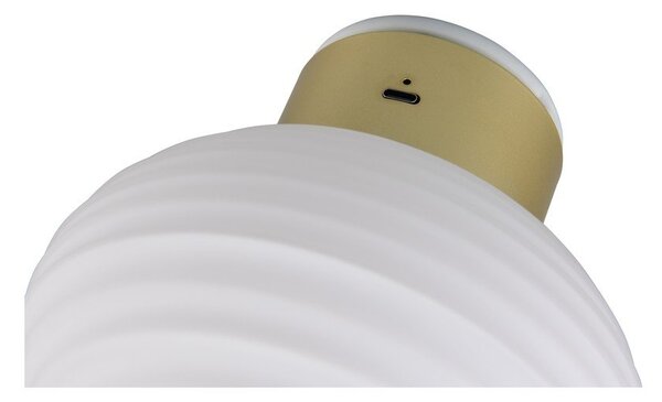 Бяла стъклена LED стенна лампа с USB ø 15,5 cm Earl – Reality