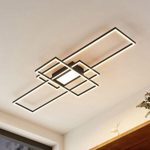 Lindby LED осветление за таван Caitlin, антрацит, метал, 105cm, Затъмняване, Черен, Дневна/трапезария, Метал, Модерен