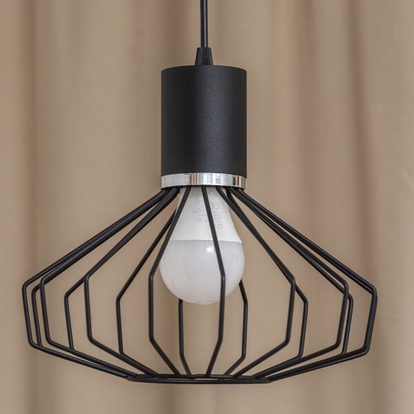 Полилей на кабел SOLANO 1xE27/15W/230V, черен/лъскав хром
