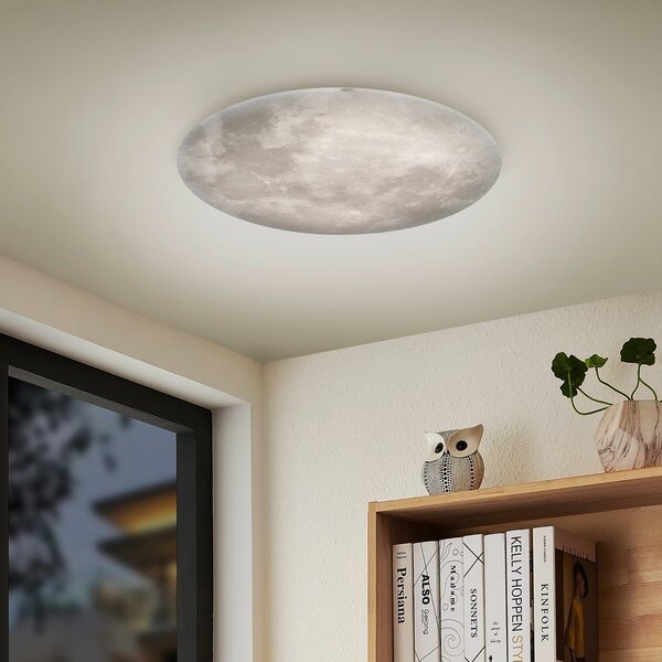 Светлосива LED детска лампа за таван с абажур от акрилно стъкло ø 40 cm Lunar – Trio