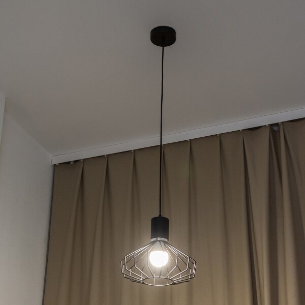Полилей на кабел SOLANO 1xE27/15W/230V, черен/лъскав хром