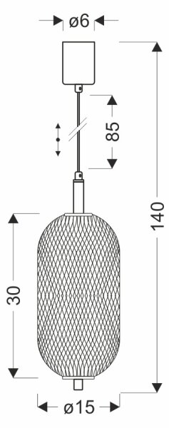 Висящ LED полилей на шнур PUMA LED/10W/230V, диаметър 15 cm, черен