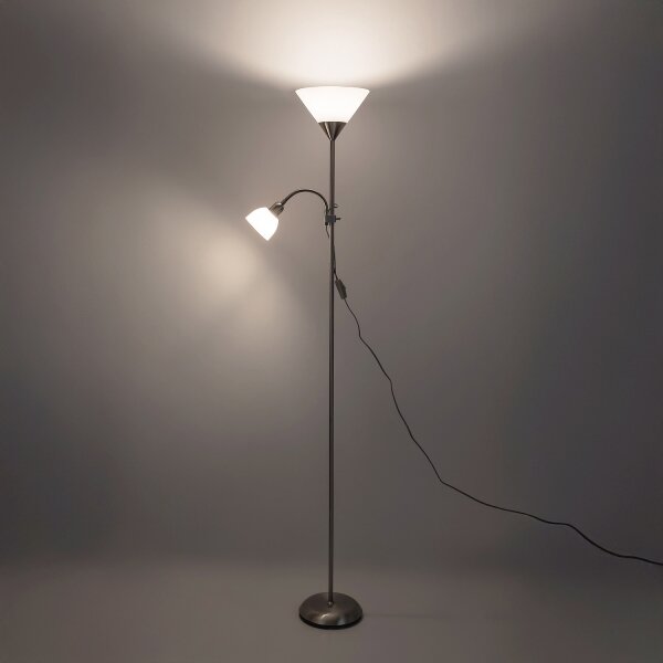 Brilagi - Подова лампа ARIANA 1xE27/100W/230V + 1xE14/25W матов хром