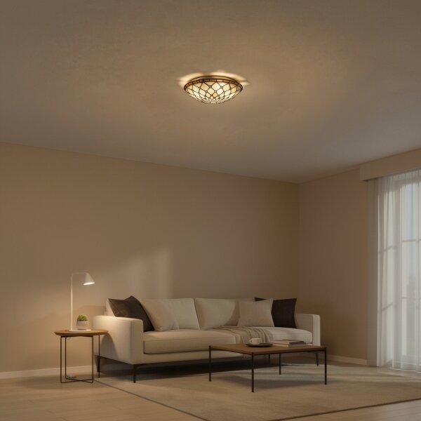 Brilagi - витражно таванно осветително тяло Tiffany IVORY, 2xE27/60W/230V, Ø 40 см