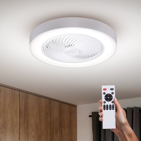 Brilagi-LED Димируемо осветително тяло с вентилатор LED/30W/230V 3000-6500K бяло+ДУ
