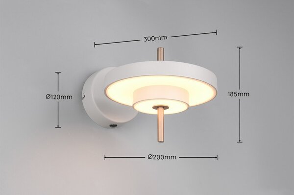 LED стенна лампа с огъваща се структура/затъмняваща се в цвят слонова кост ø 20 cm Keaton – Trio