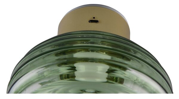 Зелена стъклена LED стенна лампа с USB ø 15,5 cm Earl – Reality