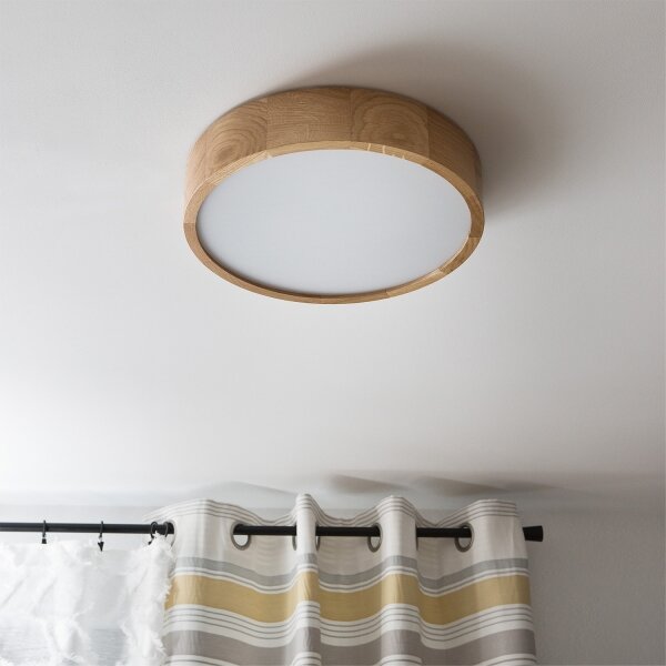Brilagi - LED RGBW димируема таванна лампа CARVALHO 2xE27/9W/230V Wi-Fi дъб Ø 37,5 см