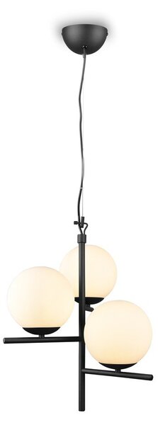 Матово черно висящо осветително тяло със стъклен абажур ø 40 cm Pure – Trio