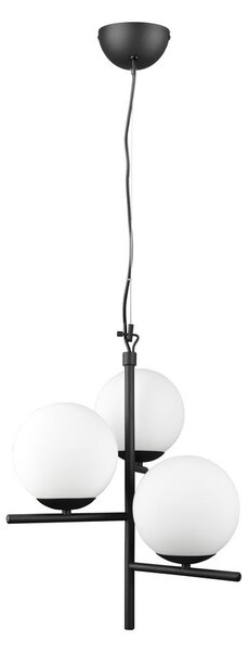 Матово черно висящо осветително тяло със стъклен абажур ø 40 cm Pure – Trio