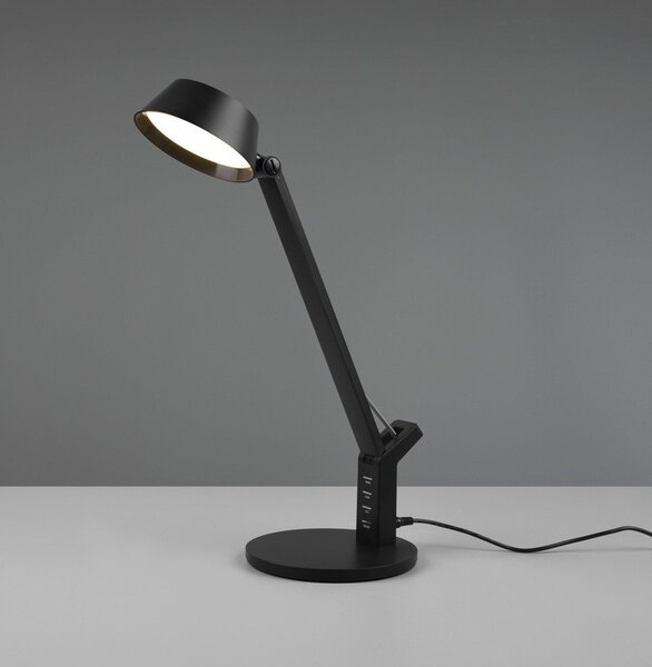 Матово черно LED затъмняваща се настолна лампа (височина 40 cm) Ava – Trio