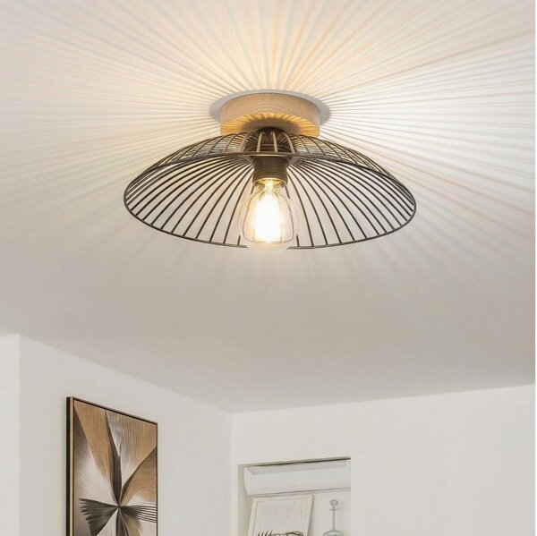 Brilagi - LED плафон CERIA WIRE 1xE27/40W/230V, диаметър 26 cm, черно/дъб