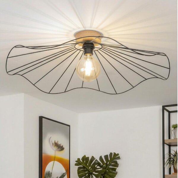 Brilagi - LED накладен полилей CERIA WIRE 1xE27/40W/230V, с диаметър 80 см, черен/дъб