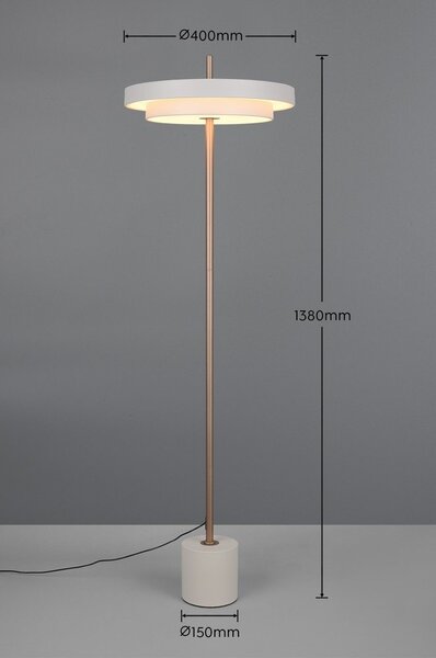 LED затъмняваща се подова лампа в цвят слонова кост (височина 138 cm) Keaton – Trio